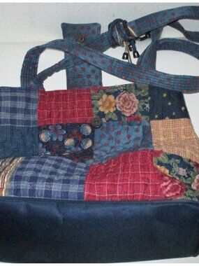 Donna Sharp Quilted Patchwork Purse Handbag Colorful Cloth Purse Bag